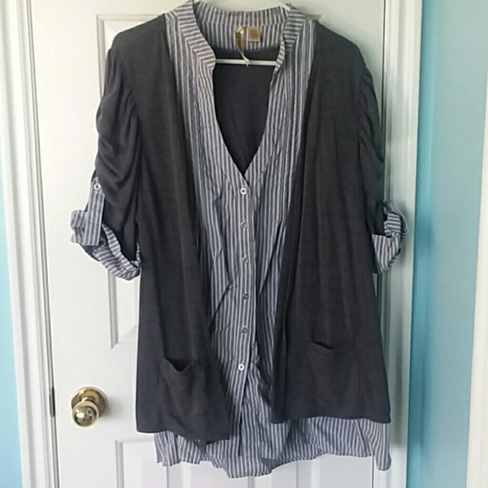 Cute Dress Shirt with Attached Sweater